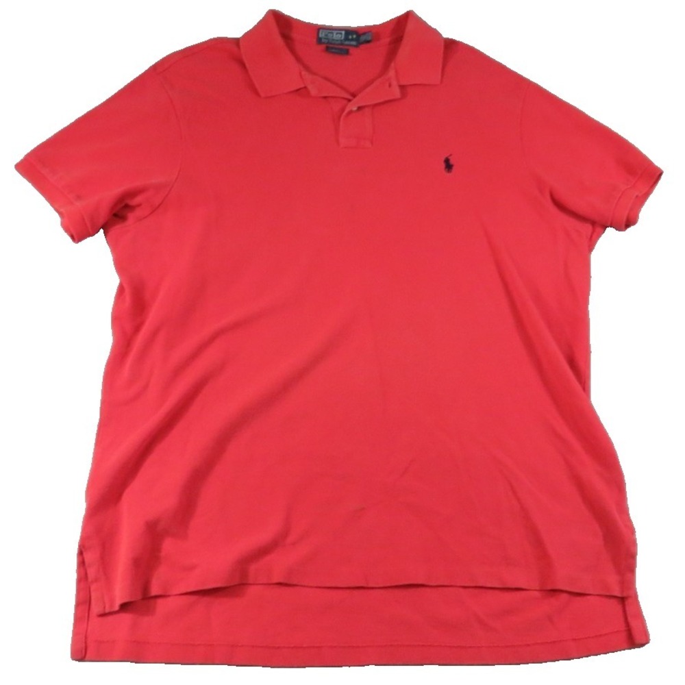 Polo Ralph‎ Lauren Men XXL Red Custom Fit Pique Cotton Short Sleeve Pony Used